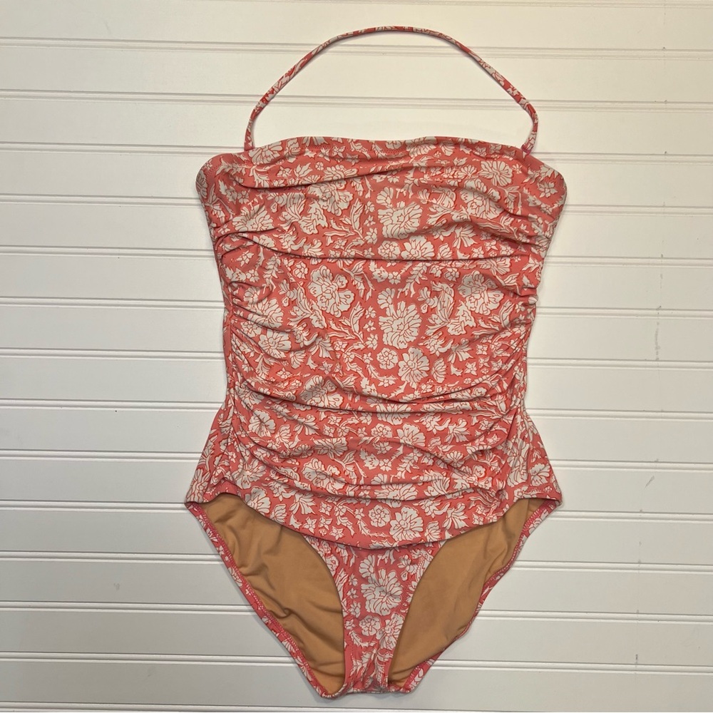 J. Crew Coral Floral One Piece Swimsuit